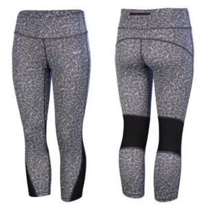 Nike Dri-Fit Running Capri Cropped Leggings Meteor Print Gray Black 749458